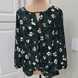 West Kei Dark Green Floral Blouse